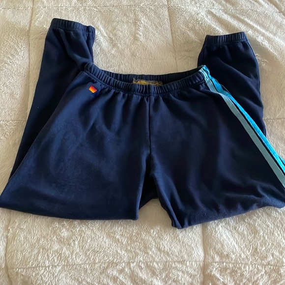 Aviator Nation Pants - Aviator Nation Blue 5 Stripe Sweat Pants
